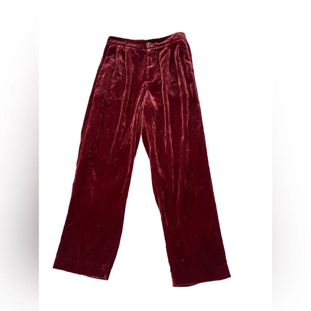Madewell Velvet Tapered Pleat Pull-On Pants S